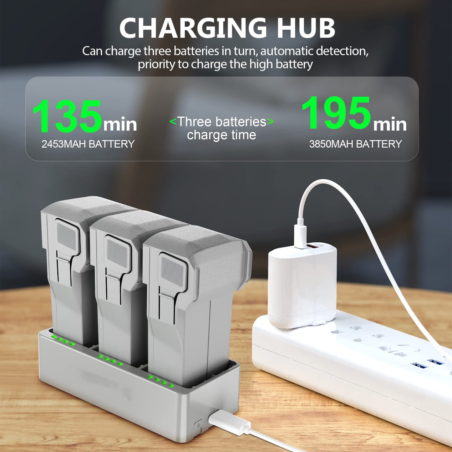 Battery Charging Hub for DJI Mini 3 Pro/Mini 3, Mini 3 Pro Two-Way Charging Hub for DJI Mini 3 Pro/Mini 3 Drone Accessory, Charge 3 Batteries