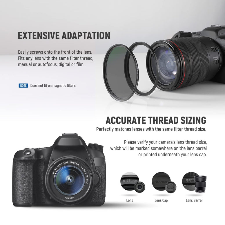 Neewer 8 Pieces Step-up Adapter Ring Set Made of Premium Anodized Aluminum, includes: 49-52mm, 52-55mm, 55-58mm, 58-62mm, 62-67mm, 67-72mm, 72-77mm, 77-82mm-Black