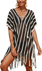 YouKD Women's Boho Tunic Tops Beach Cover Up Dress Resort Swimsuit Kimono Loungewear