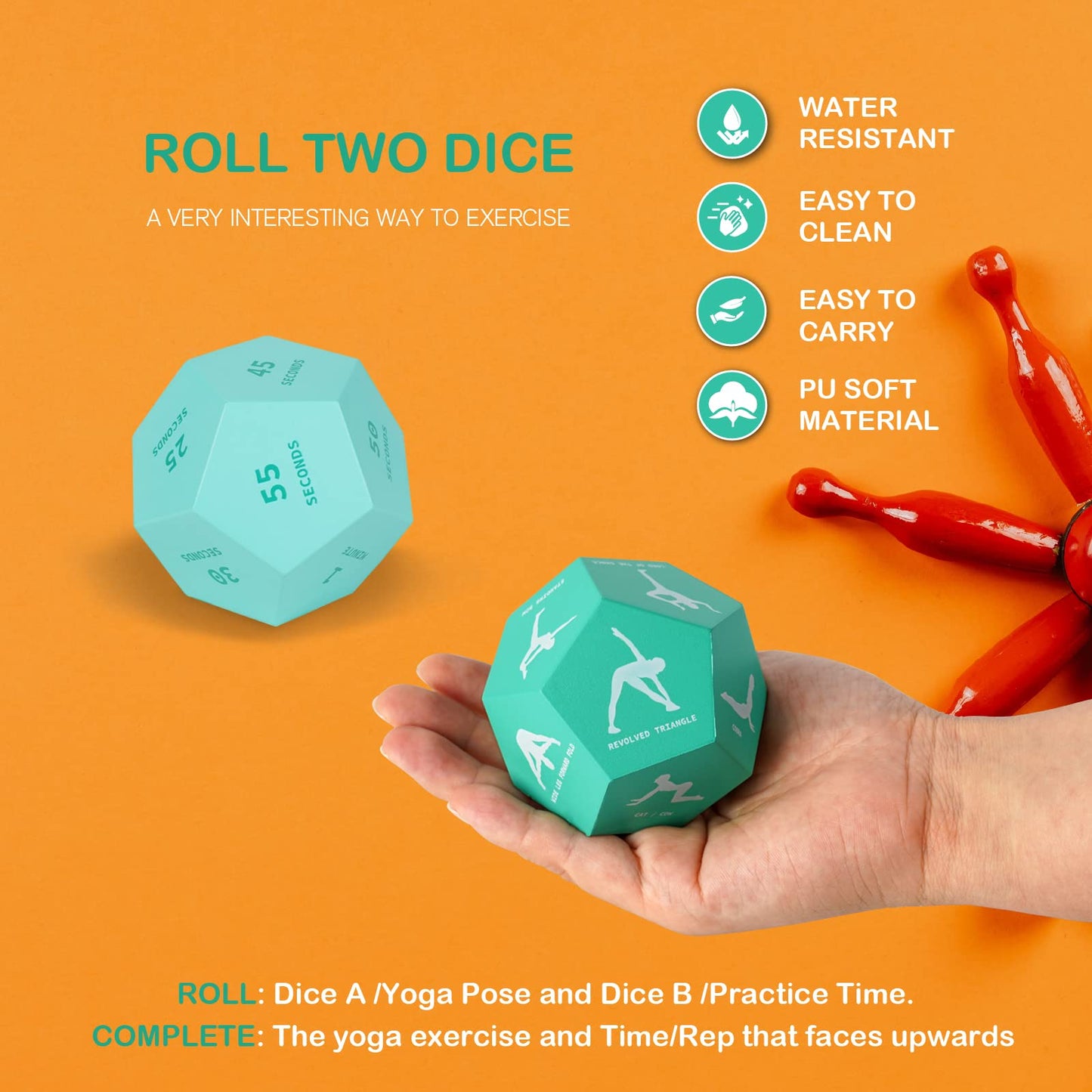 YOBRO Yoga Dice Game for Adults and Kids, Mindfulness Dice Kit, Exercise & Fitness Accessories for Women, PE Equipment Accessories for Home Workout, Yoga Meditation Gifts for Women&Men&Yogis, 2-Pack