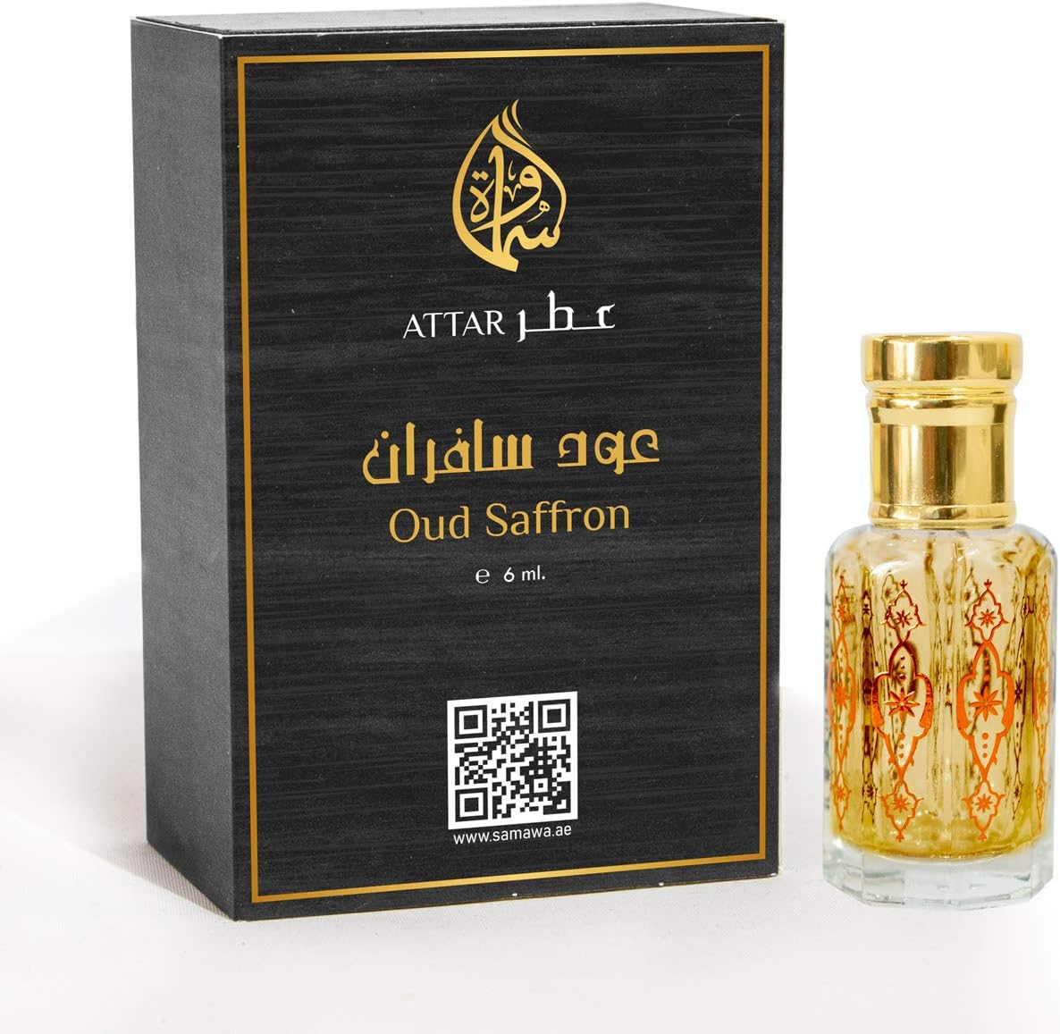 Samawa Oud Saffron Attar, Concentrated Perfume Oil For Unisex, 6ml