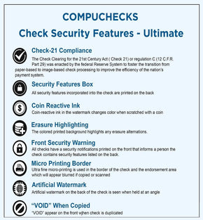 Business Voucher Checks Stock - Computer Laser Checks - 3 Checks Per Page, 100 Sheets/300 Checks, Gold Diamond