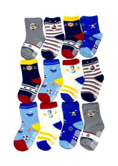 12 Pairs Non Slip Toddler Baby Socks Boys Girls Kid Non Skid Sticky Crew Socks with Grips Random Design