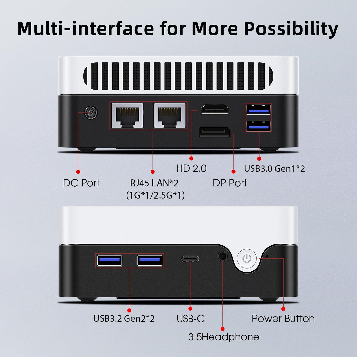 Mini PC AMD Ryzen 7 3700U Gaming PC, Chuwi LarkBox X Windows 10 Mini Computers 8GB RAM 256GB SSD, Vega 10 Graphics, Dual 2.5Gbps LAN, HDMI2.0 4K Output, WiFi, BT4.2, VESA, Portable PC