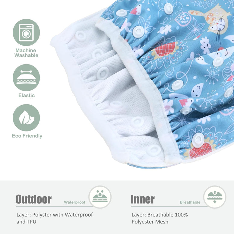 TDIAPERS Swim Diapers Reusable Adjustable Baby Shower Gifts for Boys Girls,Pack of 2,Small