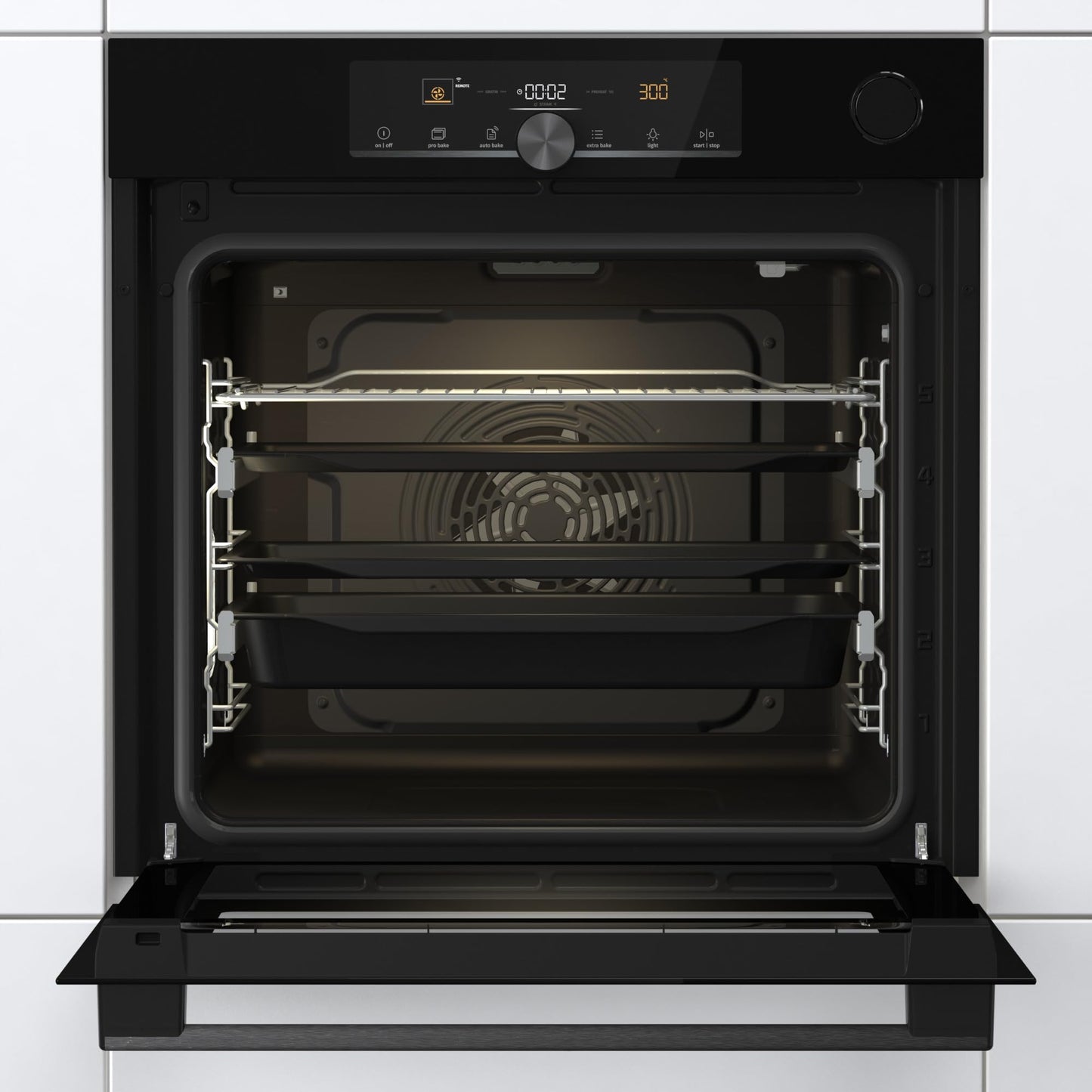 Gorenje BSA6747A04BGWI, 60 cm Built in Electric Oven with Fan, Integrated WiFi Operation, 77 Liters Capacity, Made in Slovenia, Black,1 Year Warranty