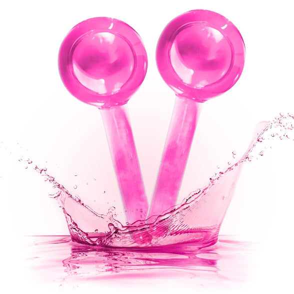 Pink Ice Globes for Facials - Cold Glass Face Roller for Puffiness & Wrinkles - Cooling Treatment for Face, Neck, and Eyes - Tighten Skin & Boost Circulation