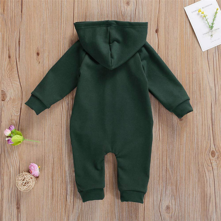 FYBITBO Infant Baby Boys Girls Clothing Zipper Hooded Jumpsuit Romper Long Sleeve Onesie Outfit Fall Winter Warm Clothes (0-3 Months)