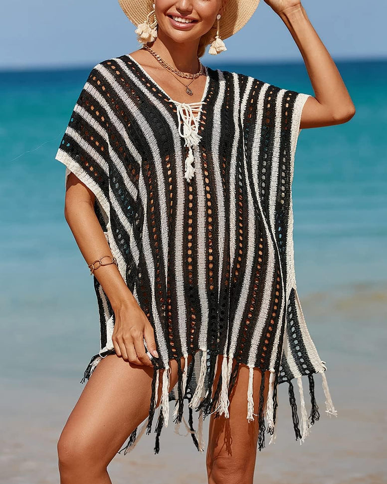 YouKD Women's Boho Tunic Tops Beach Cover Up Dress Resort Swimsuit Kimono Loungewear