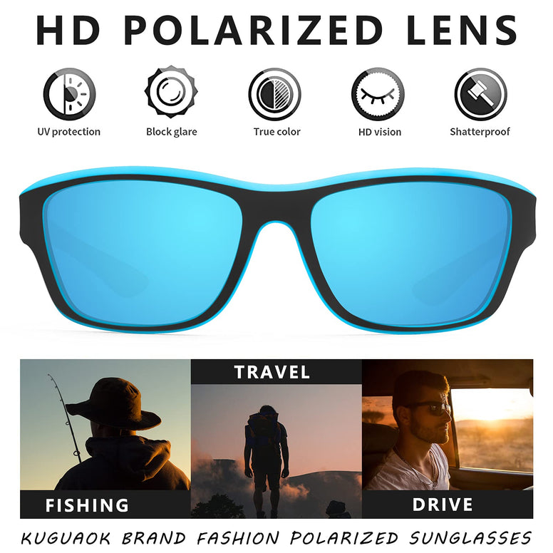 KUGUAOK Polarized Sports Sunglasses for Men Driving Cycling Fishing Sun Glasses 100% UV Protection Goggles