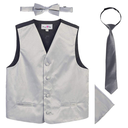 OLIVIA KOO 4 Piece Baby and Big Boys' Formal Suit Vest Set with Bowtie and Tie (Size 12)