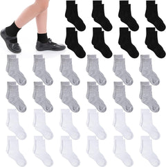 Ramede 36 Pairs Girls School Uniform Socks Kids Cotton Crew Socks Uniform Dress Socks Kids All Weather Crew Socks for School