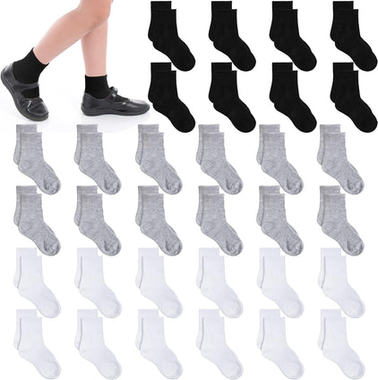 Ramede 36 Pairs Girls School Uniform Socks Kids Cotton Crew Socks Uniform Dress Socks Kids All Weather Crew Socks for School