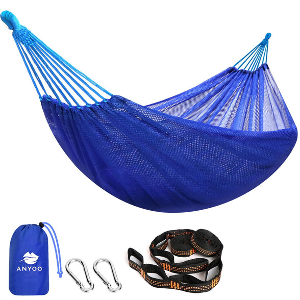Anyoo Camping Hammock Breathable Fabric Hammock with Tree Straps for Hanging Durable Hammock Up to 450lbs Portable Hammock with Travel Bag,Perfect for Garden Outdoor/Indoor Patio Backyard