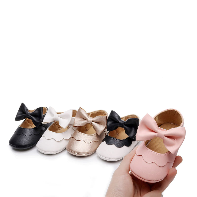 HONGTEYA Infant Baby Girls Mary Jane Flats Non Slip for Toddler First Walkers Soft Sole PU Leather Crib Shoes Sneaker Wedding Party Christmas Princess Dress Shoes Baby Moccasins Girls, for 6 Months baby