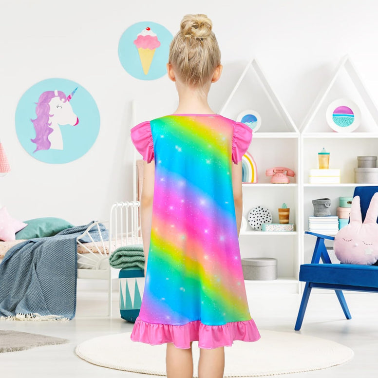 Fiodrimy Girls Nightgowns Unicorn Sleepwear Night Sleep Dress Pajamas Little Kids Toddler Soft Nightgown