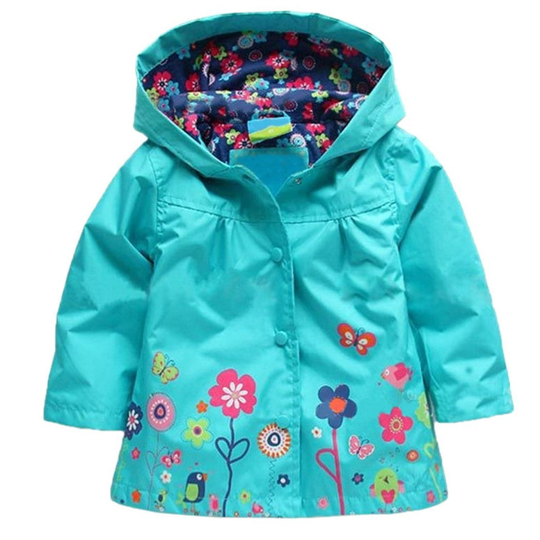 TAOJIAN Cute Hoodie Outwear Baby Girls Kids Waterproof Hooded Coat Jacket Raincoat, for 1-2 Y