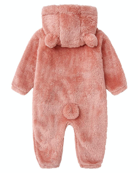 CHAOJIESI Baby Snowsuit Bear Ear Hooded Jumpsuit Fleece Romper Zipper Winter Coat Outfits (3-6 Months)