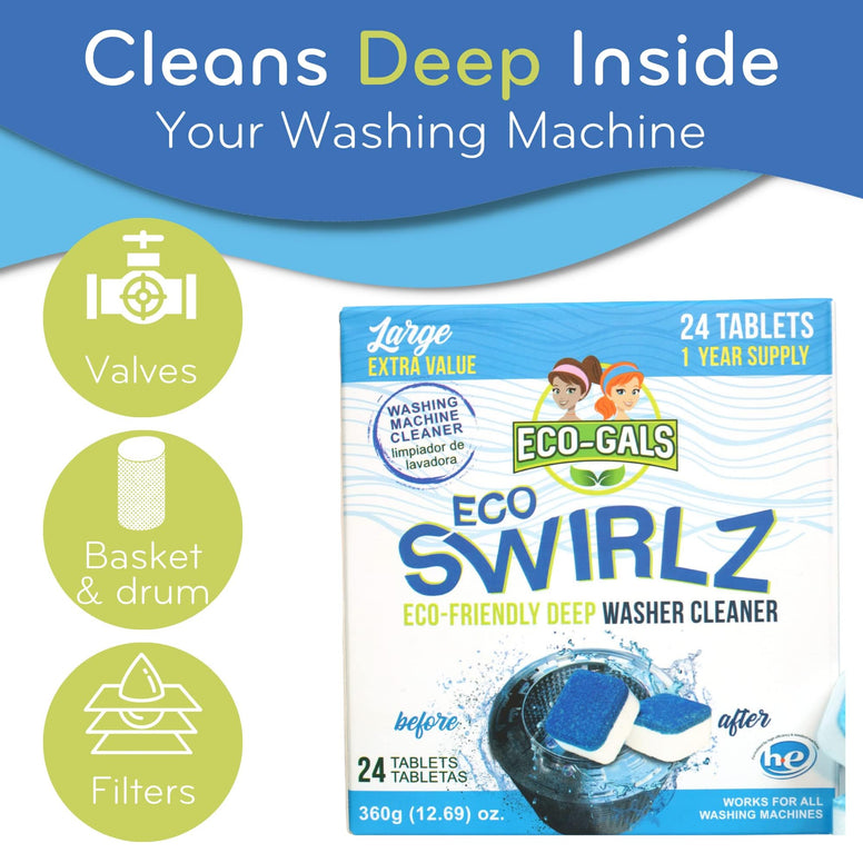 Eco-Gals Eco Swirlz Washing Machine Cleaner, 24 Count