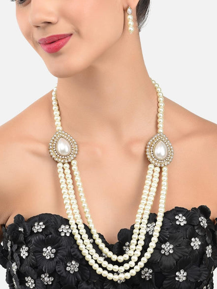 Zaveri Pearls Grand Moti Rani Haar Necklace Set For Women (White) (Zpfk4137)