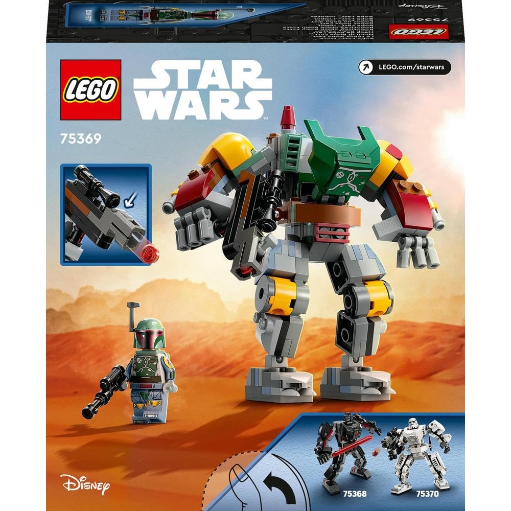 LEGO 75369 Star Wars Boba Fett Mech, Buildable Action Figure Toy with Stud-Shooting Blaster and Jetpack with Flick Shooter, Collectible Set for Kids