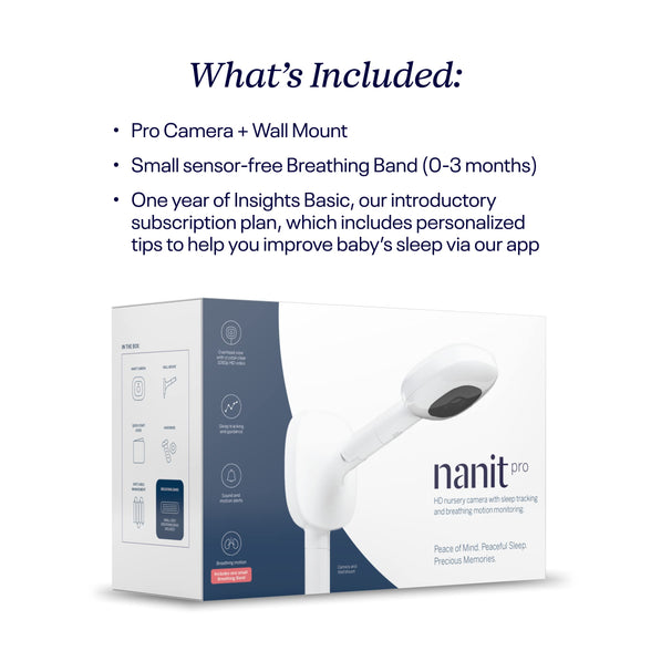 Nanit Pro Smart Baby Monitor & Wall Mount – Wi-Fi HD Video Camera, Sleep Coach and Breathing Motion Tracker, 2-Way Audio, Sound and Motion Alerts, Nightlight and Night Vision, Includes Breathing Band