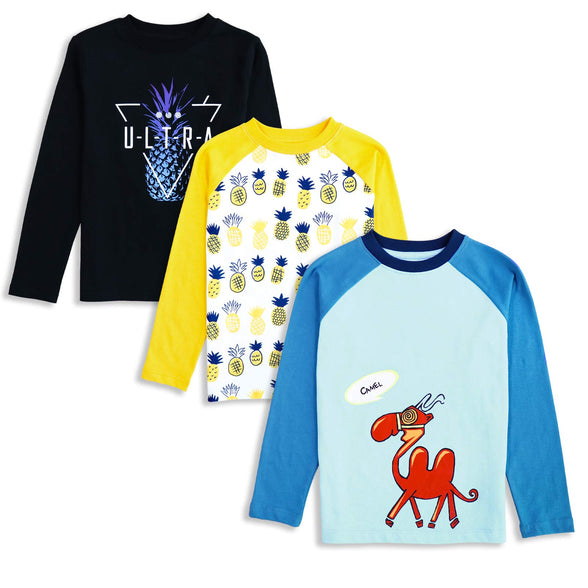 GLASH Kids Boy Long Sleeve Shirts 3-Pack 2-16yrs