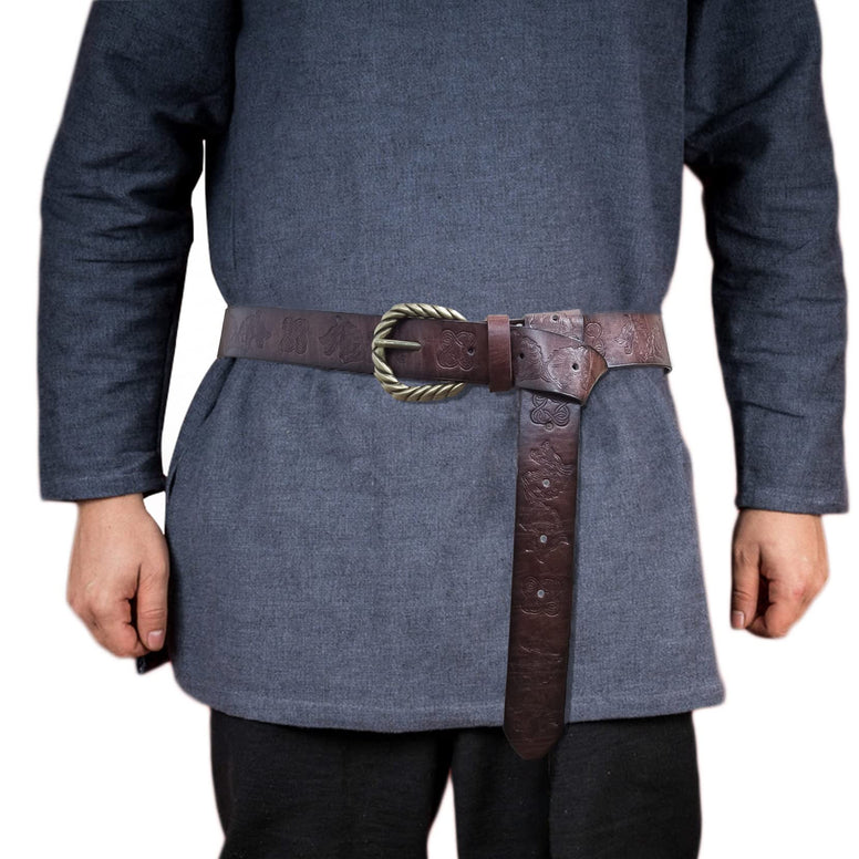 Medieval Faux Leather Belt, Renaissance Knight Belt, Viking Dragon Pattern Embossed Belts, Vintage Cosplay Costume Accessories for Men