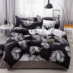 King Size Bed Sheet 4pcs Bedding Set, Skin Friendly 1x Quilt Cover 200cm*230cm, 1x Bed Sheet 230cm*230cm, 2 x Pillowcase 48cm*72cm (Night Maple)