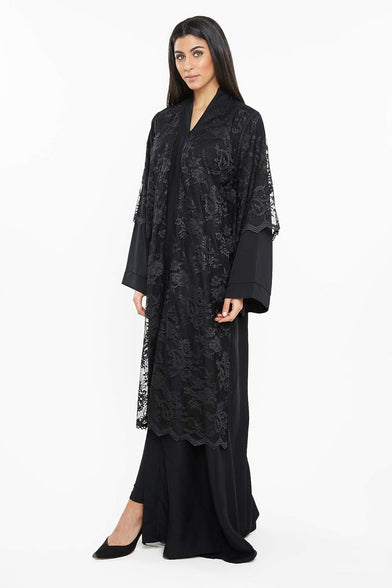 Nukhbaa Womens Abaya Made With Fine Fabric, Comes With Matching Hijab AJ102A