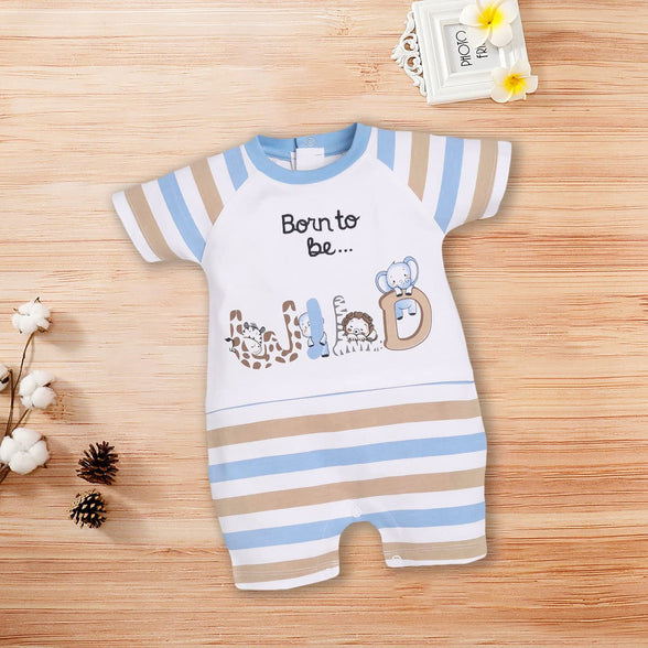 BABY GO 100% Pure Cotton Half Sleeves Romper for Baby Boys 0-3 Months