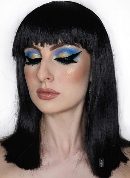 ALLAURA – Black Cleopatra Wig Long Black Bob Wig – Straight Black Bob with Bangs – Egyptian Wig Hair Fits Adults