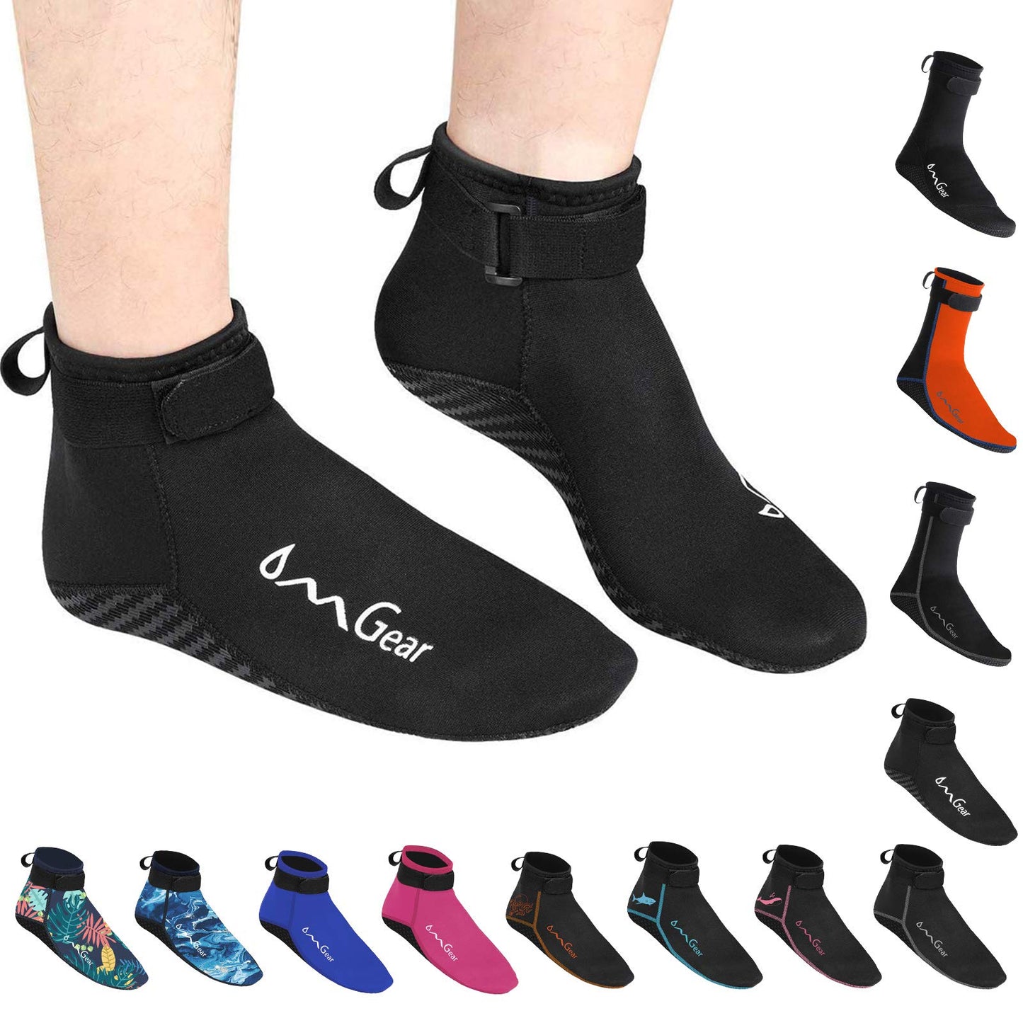 OMGear Water Socks Neoprene Socks Beach Booties 3mm 5mm Anti-Slip Wetsuit Footwear Fin Swim Sand Proof Socks