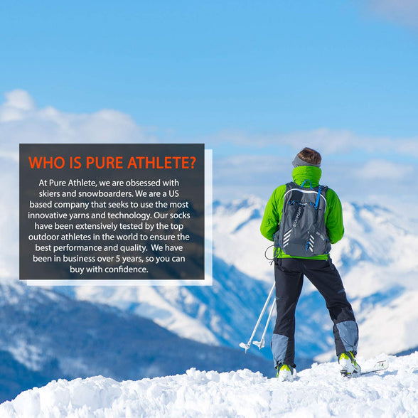 Pure Athlete Value Ski Socks for Men, Women – Snowboarding, Winter, Cold Weather