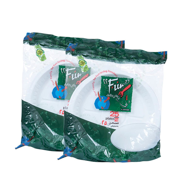 Fun Promopack Disposable Plastic Plate Set, Large,22 Cm, Pack Of 25 X 2