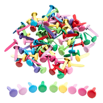 100Pcs Multicolor Split Pin Pastel Metal Brad Fasteners Mini Brads, Multifunctional Decorative Alloy Round Brads for Paper Craft DIY Stamping Scrapbooking (Size:Round)