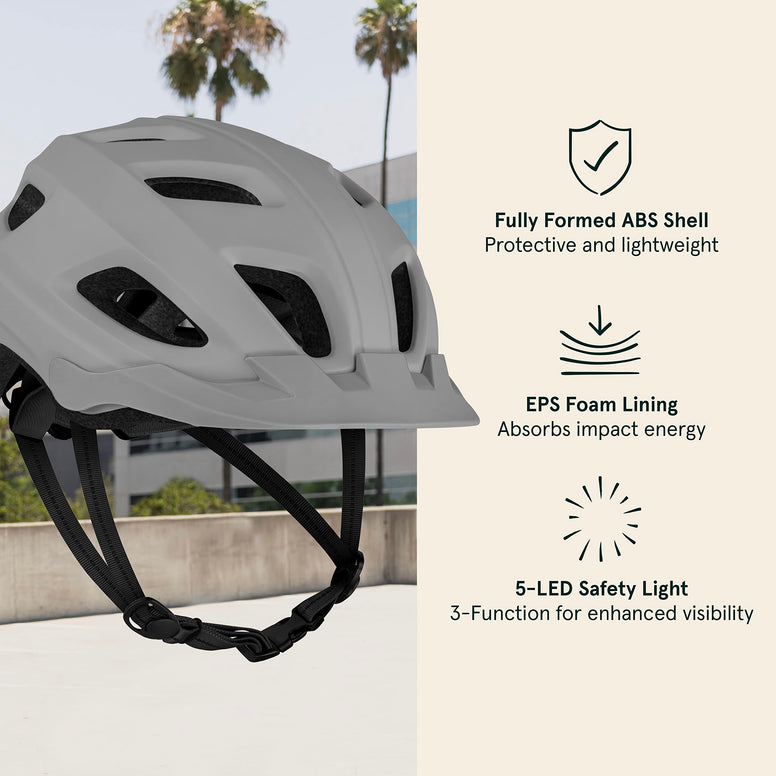 Retrospec CM-4 Bike Helmet with LED Safety Light Adjustable Dial and Removable Visor