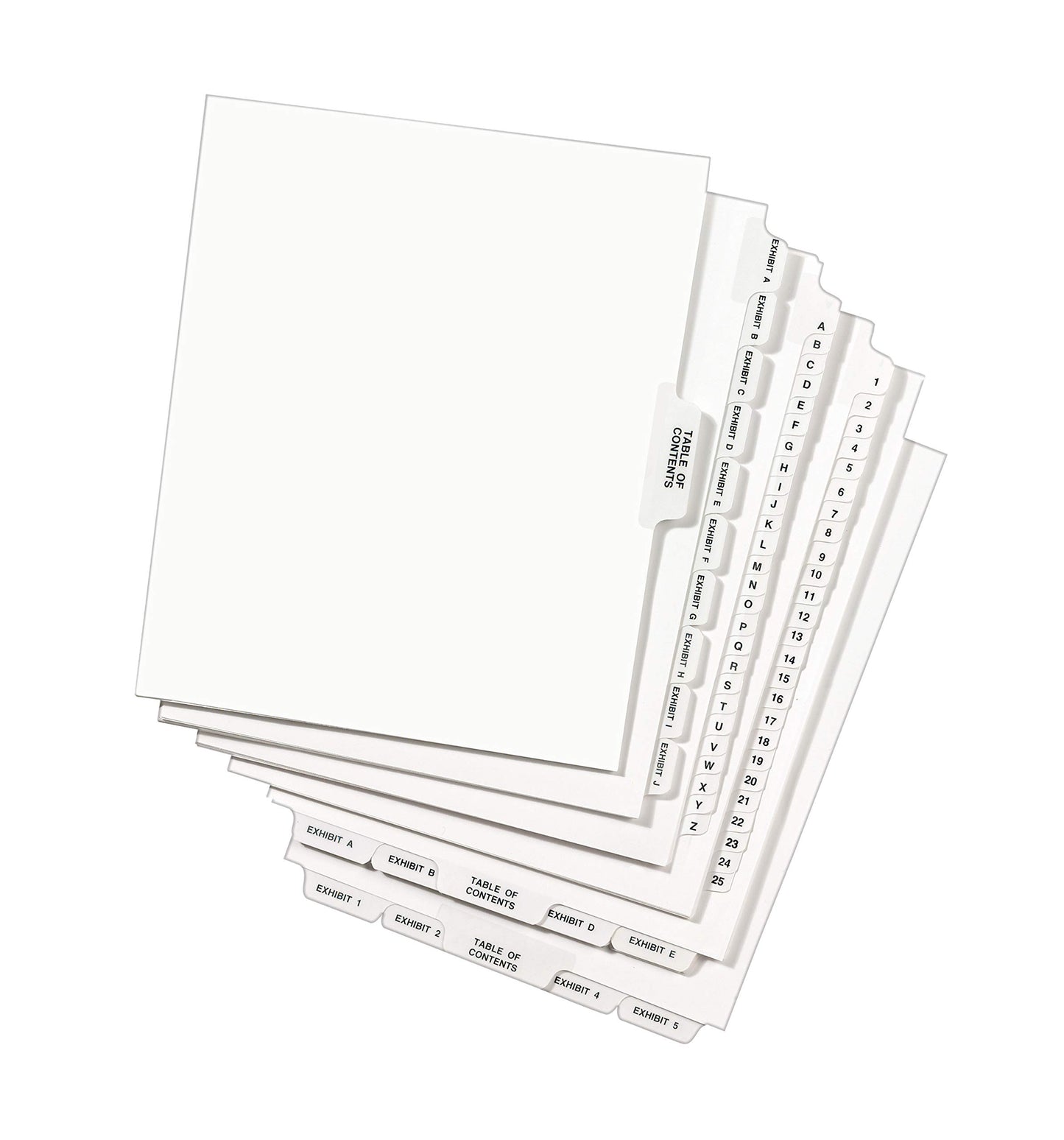 Avery Premium Collated Legal Exhibit Divider Set, Avery Style, 1-25 and Table of Contents, Side Tab, 8.5 x 11 Inches, 1 Set (11370), White