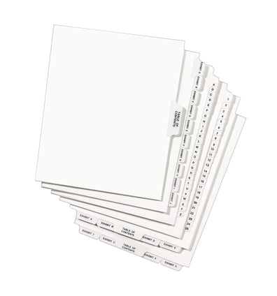 Avery Premium Collated Legal Exhibit Divider Set, Avery Style, 1-25 and Table of Contents, Side Tab, 8.5 x 11 Inches, 1 Set (11370), White