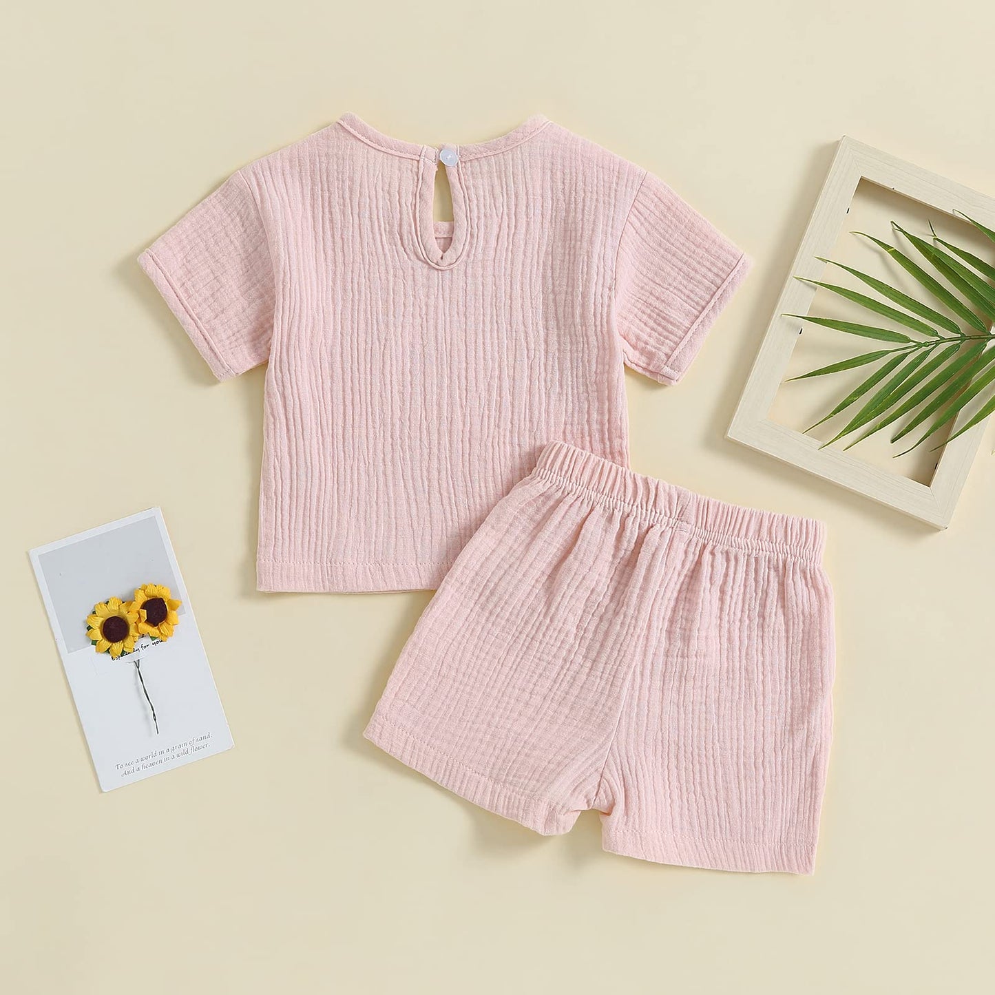 Toddler Baby Boy Girl Clothes Cotton Linen Outfit Short Sleeve T-Shirt Tops Shorts 2Pcs Summer Clothes Set, A-pink, 0-6 Months