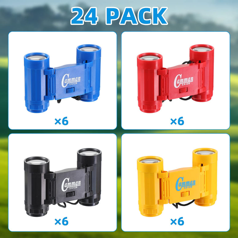 12 Pcs Binoculars for Kids with Neck Strap Kids Binoculars Assorted Colors Toddler Binoculars Jungle Binoculars for Explorer Learning Birdwatching Camping Outdoor Safari Birthday Party Favors Gift