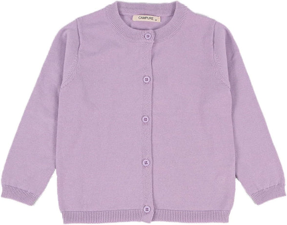 JELEUON Little Girls Cute Crew Neck Long Sleeve Button-Down Solid Cotton Fine Knit Cardigan Sweaters