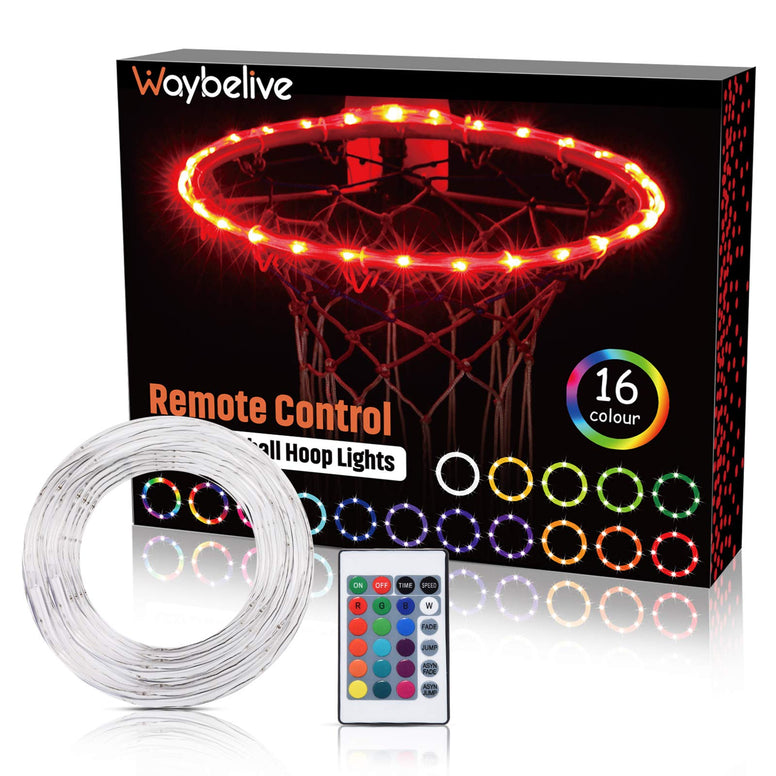 Waybelive LED Basketball Hoop Lights,Remote Control Basketball Rim LED Light, Change Color by Yourself, Waterproof，Super Bright to Play at Night Outdoors,Good Gift for Kids