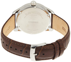 Seiko Men Stainless Steel Japanese Quartz Leather Calfskin Strap, Stainless Steel Case