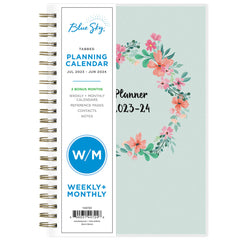 Blue Sky 2023-2024 Academic Year Weekly and Monthly Planner, 5" x 8", Frosted Flexible Cover, Wirebound, Laurel (144724)