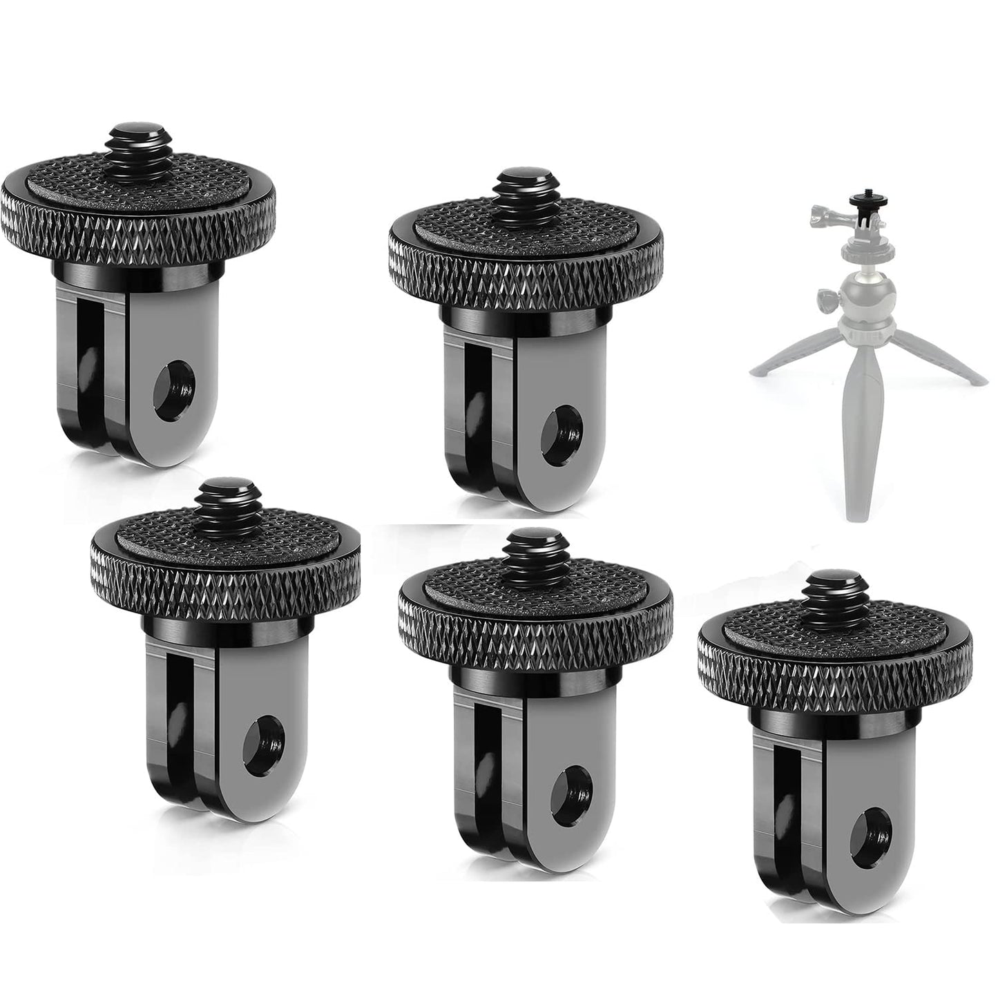 (5PCS) Camera Tripod Mount for Gopro Adapter, Aluminum Camera Tripod 1/4-20 Conversion Camera Mount Adapter for Tripod Cameras and other Standard 1/4 Accessories (Camera mount adapter, Black)