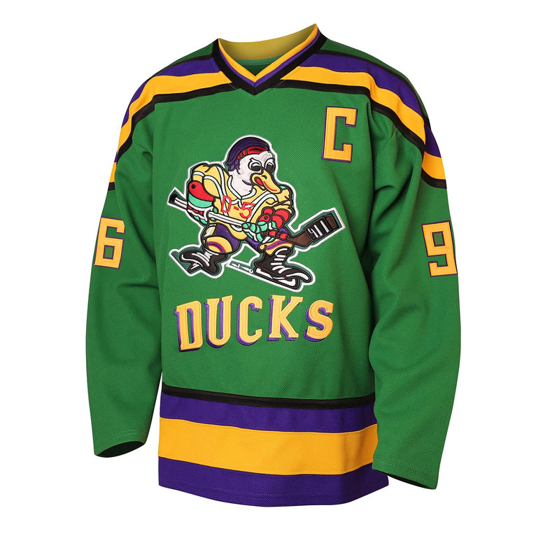 Charlie Conway #96 Mighty Ducks Movie Hockey Jersey White Green