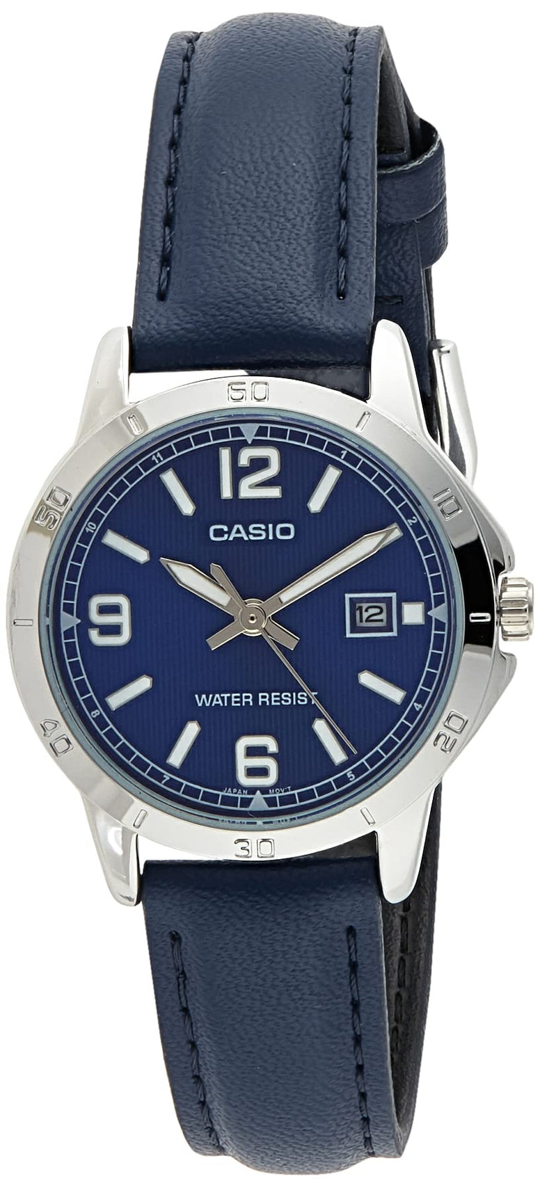 Casio Women's Quartz Dress Watch, Analog and Leather- LTP-V004L-2BUDF, Blue