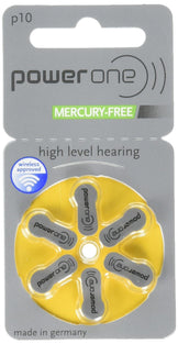 Power One Zinc Air Hearing Aid Batteries, (Yellow), P10