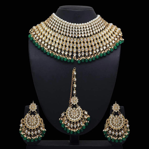 Shining Diva Fashion Latest Stylish Kundan Choker Wedding Party Traditional Bridal Necklace Jewellery Set for Women